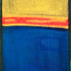 Blue, Orange, Yellow on Green</br>23" x 33"